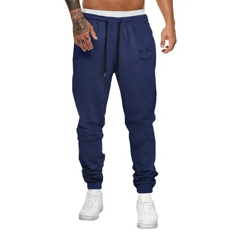 Aleumdr Men s Blue Joggers Sweatpants Gym Training Workout Pants Drawstring Waist with Pockets M | Walmart (US)