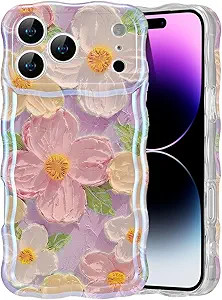EYZUTAK Case for iPhone 17 Pro, Colorful Retro Oil Painting Printed Flower Laser Glossy Pattern C... | Amazon (US)