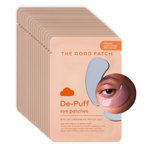 The Good Patch De-Puff Cooling Hydrogel Under Eye Patches for Puffy Eyes and Under Eye Bags, Made with Caffeine, Aloe Vera, Gotu Kola, Clinically Proven (18 Total Patch Sets) | Amazon (US)
