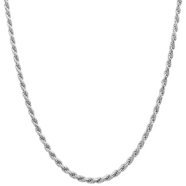 Orostar 925 Sterling Silver 3.5MM Diamond-Cut Rope Chain Necklace 16-30 Inches - Walmart.com | Walmart (US)