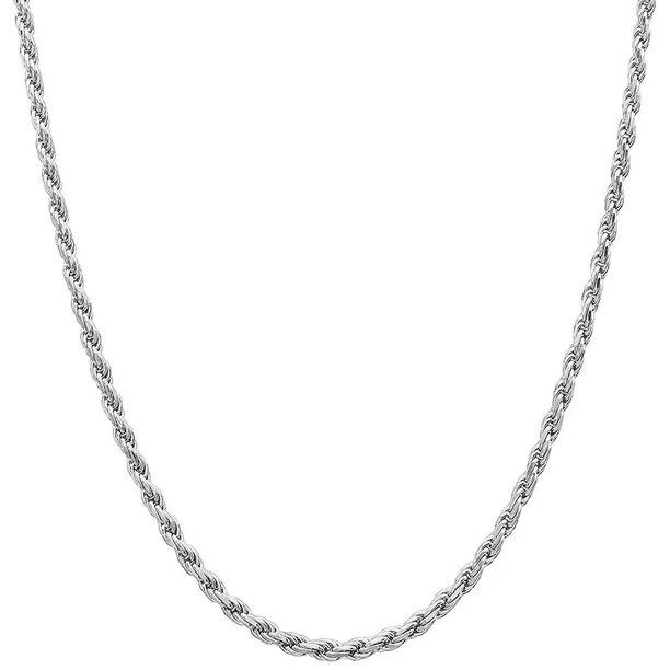 Orostar 925 Sterling Silver 3.5MM Diamond-Cut Rope Chain Necklace 16-30 Inches - Walmart.com | Walmart (US)