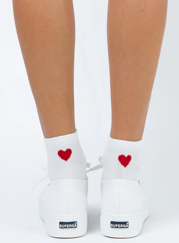 Ayla Heart Socks White | Princess Polly US