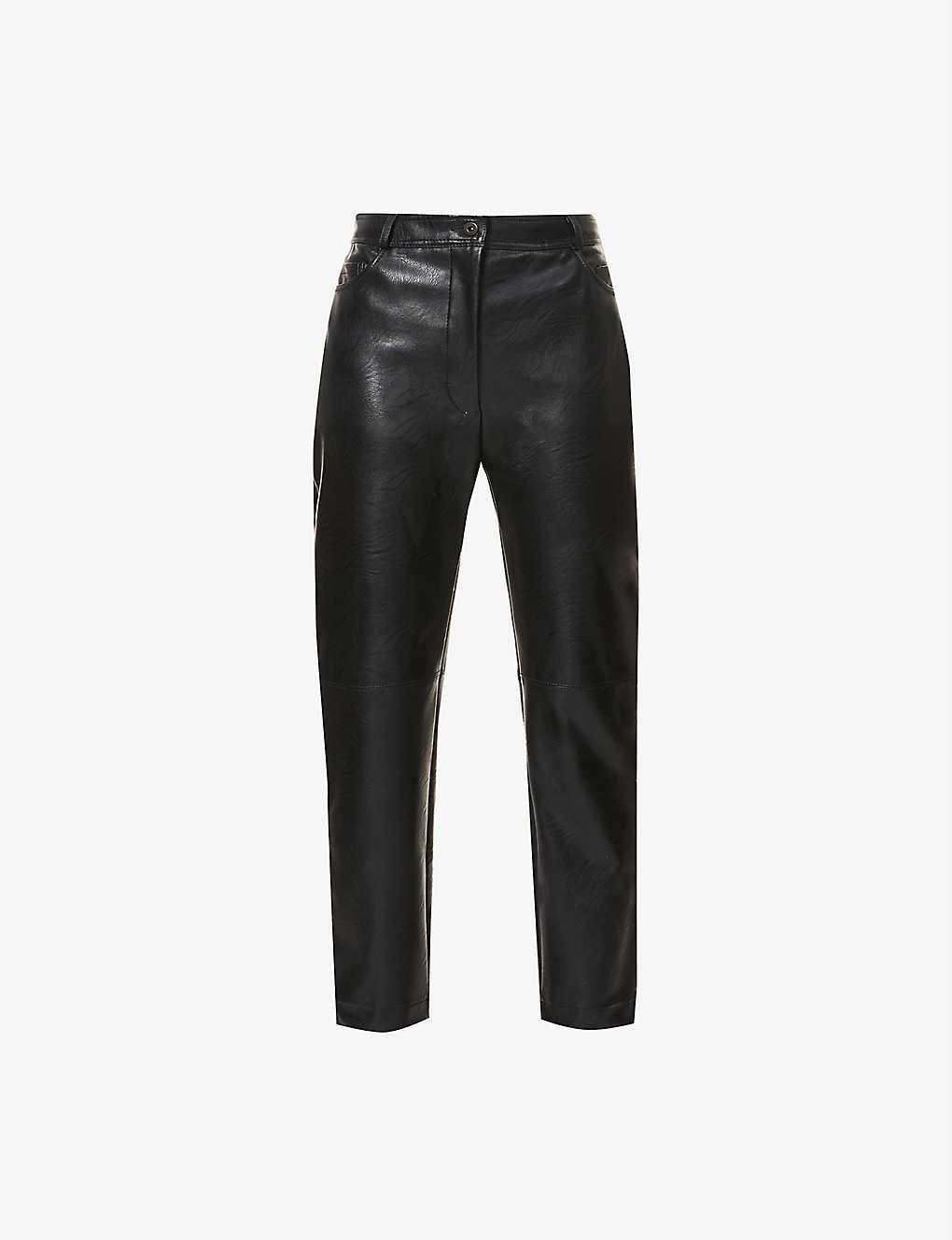 High-rise straight leg faux-leather trousers | Selfridges