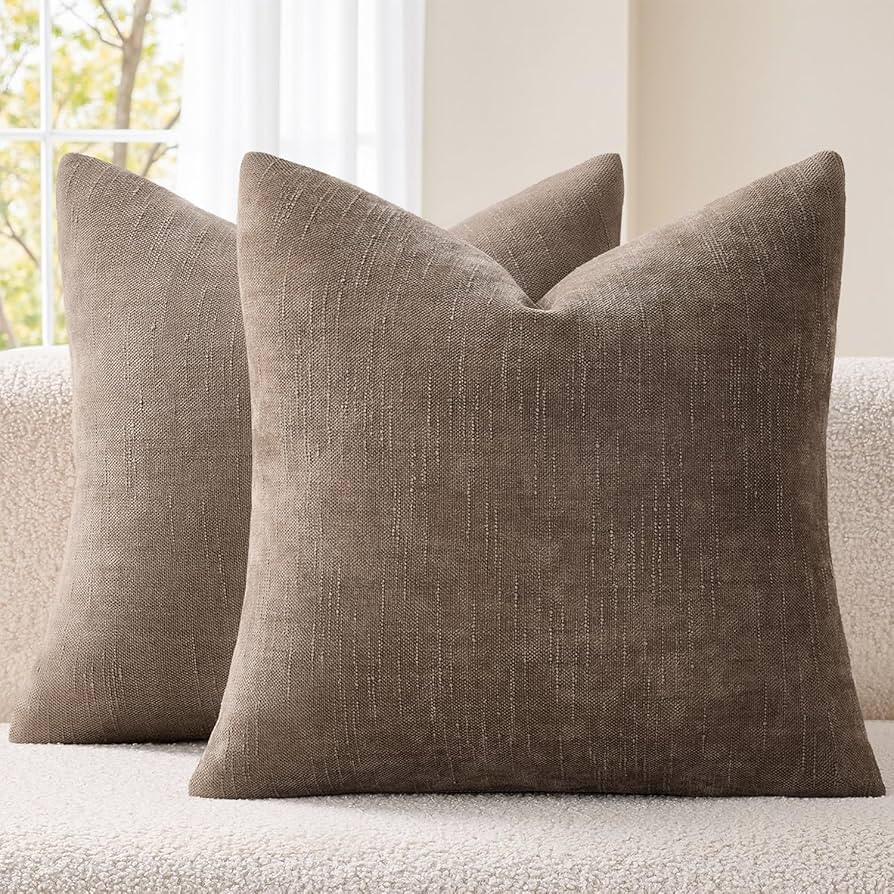 EMEMA Pack of 2 Soft Textured Throw Pillow Covers 20x20 Inch Cozy Boho Farmhouse Decorative Cushi... | Amazon (US)