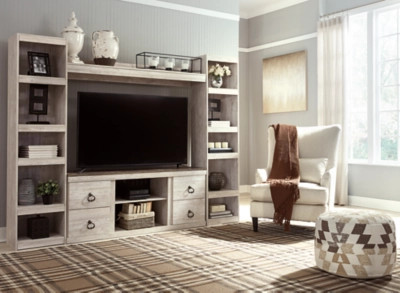 Willowton Entertainment Center with 60" TV Stand, Whitewash | Ashley Homestore