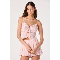 ASTR the Label | Kailey Ruffle Tie-Front Cropped Top in Blush | Size XS | ASTR The Label (US)