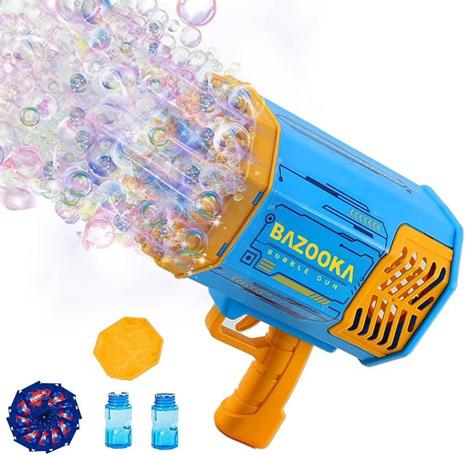 Bubble Gun Bazooka Bubble Machine Gun 69 Hole Bubble Blaster Blower with Colored Lights Gifts for... | Amazon (US)