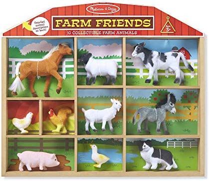 Melissa & Doug Farm Friends Play Set (10 Collectible Farm Animals with Wooden Barn-Shaped Crate, ... | Amazon (US)
