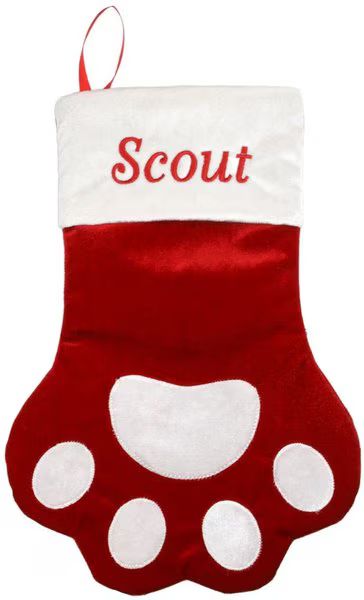 FRISCO Sherpa Plaid Paw Holiday Personalized Dog & Cat Stocking, Red - Chewy.com | Chewy.com