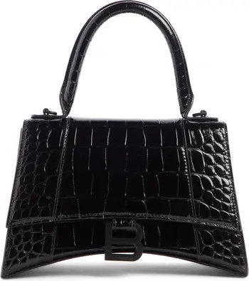 Extra Small Hourglass Croc Embossed Leather Top Handle Bag | Nordstrom