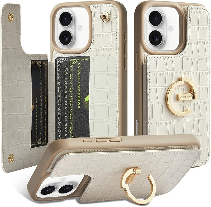 CUSTYPE Compatible with iPhone 17 Wallet Case with Card Holder,180°Ring Holder Kickstand Card Sl... | Amazon (US)