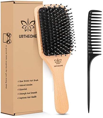 Hair Brush Boar Bristle Hairbrush for Thick Curly Thin Long Short Wet or Dry Hair Adds Shine and Mak | Amazon (US)