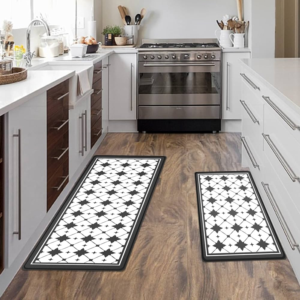 Artnice Anti-Fatigue Kitchen Mats 2 Piece, Modern Geometric Criss Cross Pattern Kitchen Rugs, Erg... | Amazon (US)