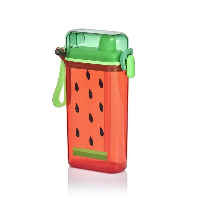 Mainstays 14oz Plastic Water Bottle with Flip Top Lid and Sipper Straw, Red Watermelon | Walmart (US)