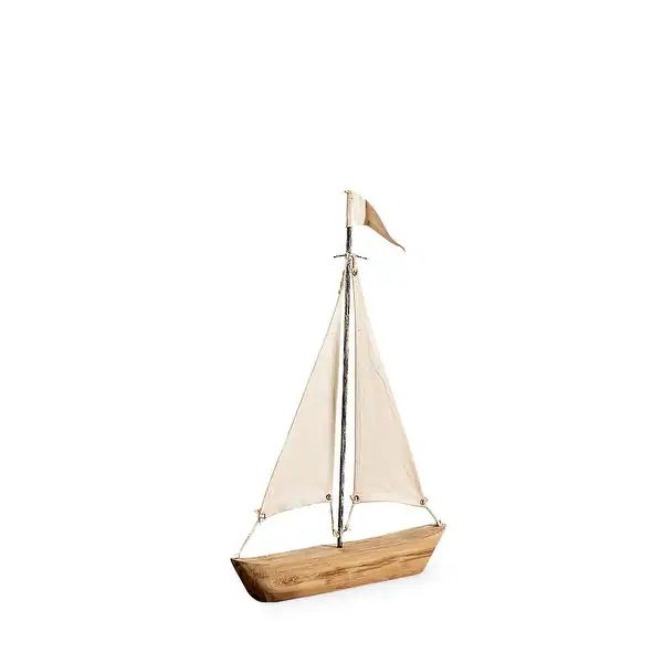 Tartane Brown & Cream Nautical Inspired Sailboat - Medium - 17"L x 2.3"W x 21"H | Bed Bath & Beyond