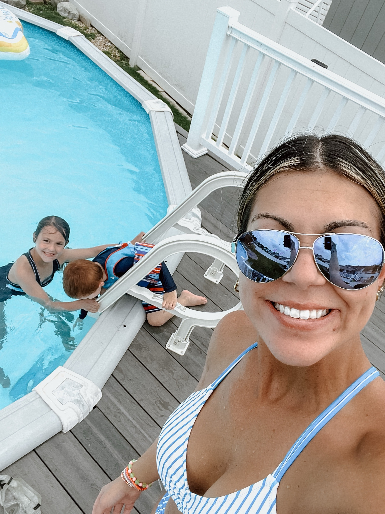 Getting a quick swim in before the rain!  
This bikini is still on sale!! Perfect for the holiday weekend. Reversible bottoms & fits TTS! 🩵

#LTKswim #LTKSeasonal #LTKsalealert