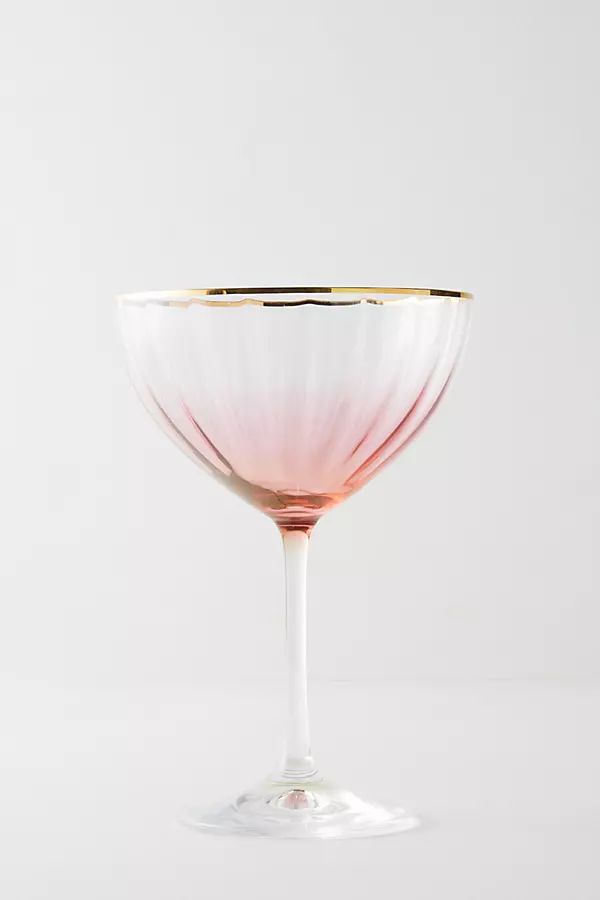 Waterfall Coupe Glass By Anthropologie in Pink Size COUPE STEM | Anthropologie (US)