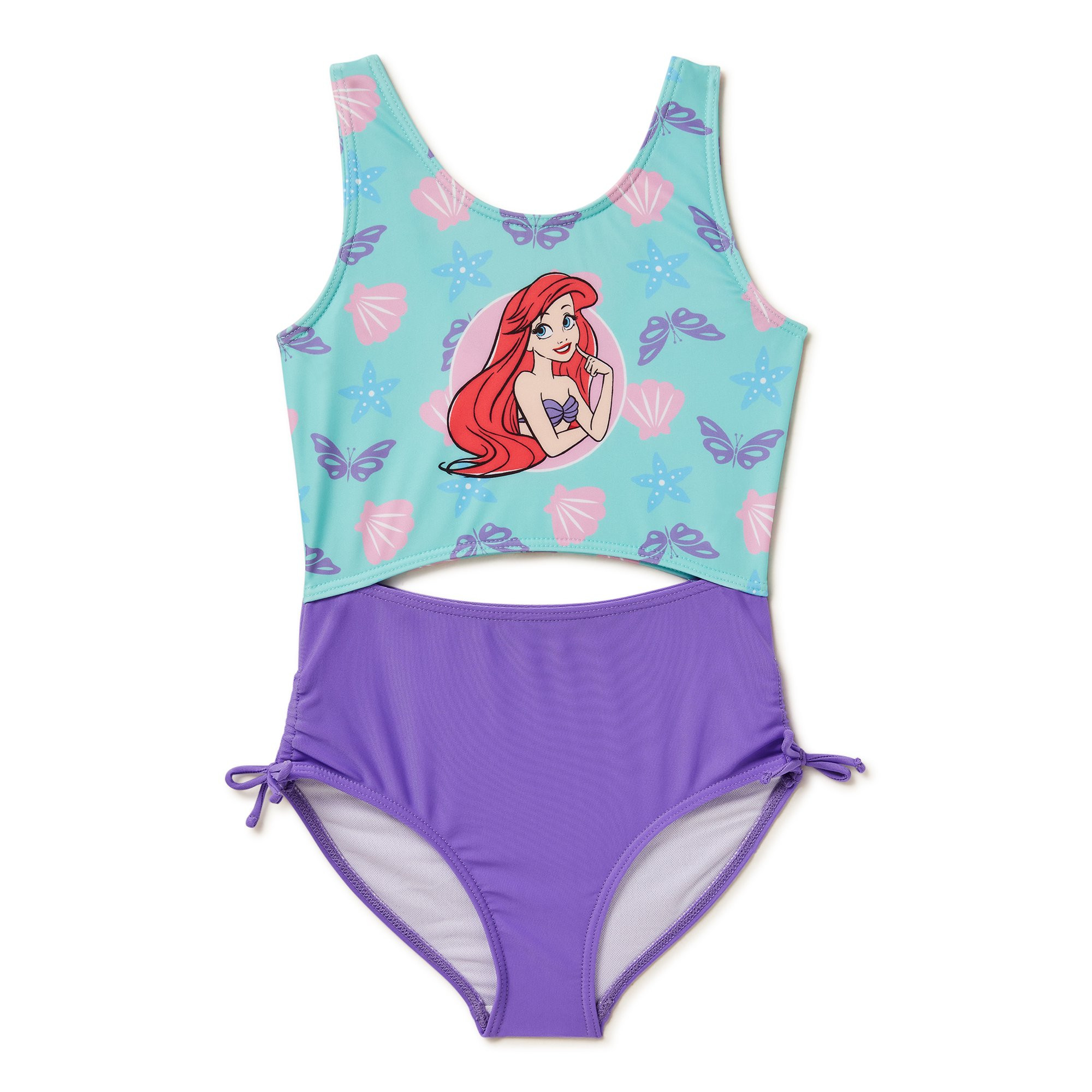 Disney The Little Mermaid Girls One Piece Cutout Swimsuit, Sizes 4-7 | Walmart (US)