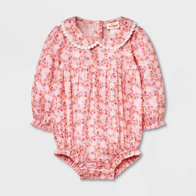 Baby Girls' Floral Romper - Cat &Jack; Pink | Target