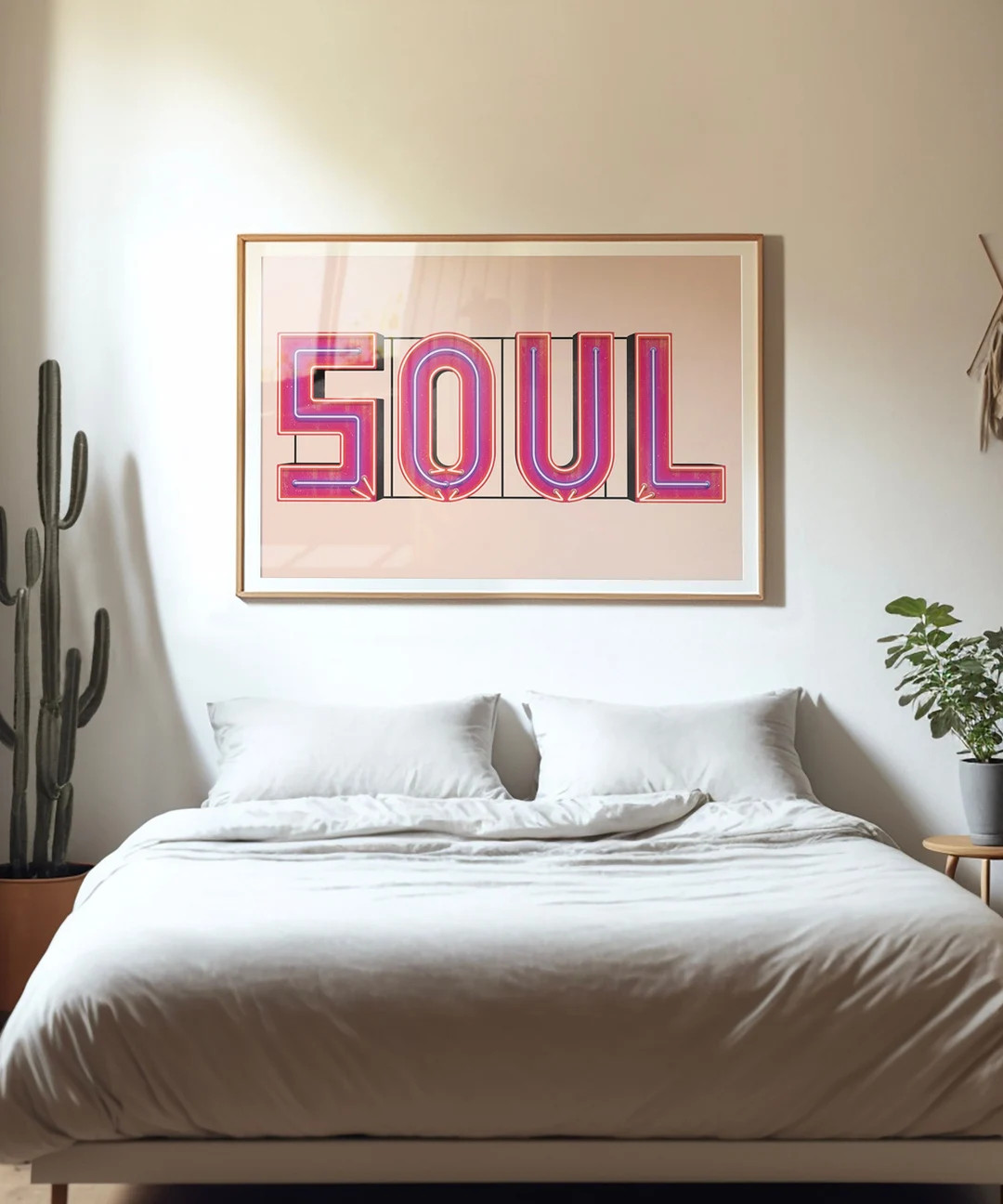 SOUL Neon Sign Typography Poster Eclectic Wall Decor Boho - Etsy | Etsy (US)