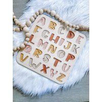 Chunky Alphabet Puzzle | Acrylic Montessori Toys Children's Games Learning Decor Modern Baby | Etsy (US)