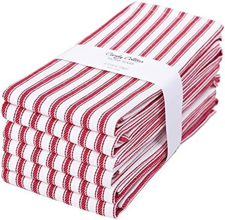 Stripe Kitchen Dish Towels With Hanging Loop - Boho Absorbent Festive Gift Set of 6 - Reusable 18... | Amazon (US)