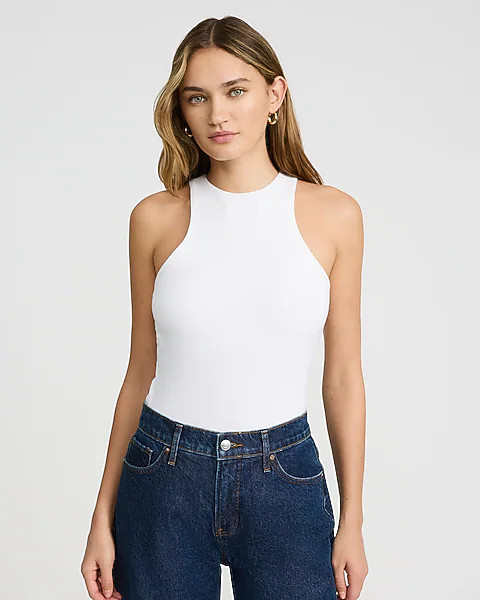 Best-Loved Bra-Free High Neck Racerback Tank | Express