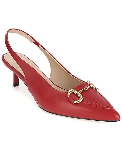 Metal-Link Leather Slingback Kitten Heel Pump | Gilt & Gilt City