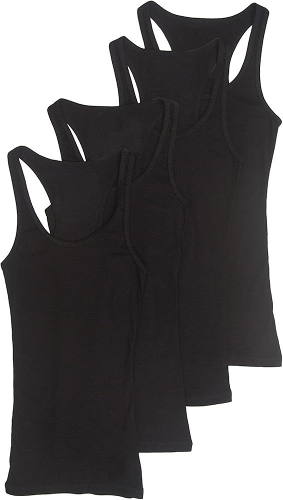 Zenana Outfitters 4 Pack Womens Basic Ribbed Racerback Tank Top | Amazon (US)