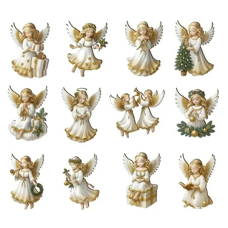 12 Pieces Angel Christmas Ornaments Wooden Vintage Xmas Tree Decorations Rustic Hanging Ornaments Rustic Angel Christmas Decorations for Xmas Tree Home Indoor Holiday Decor | Walmart (US)