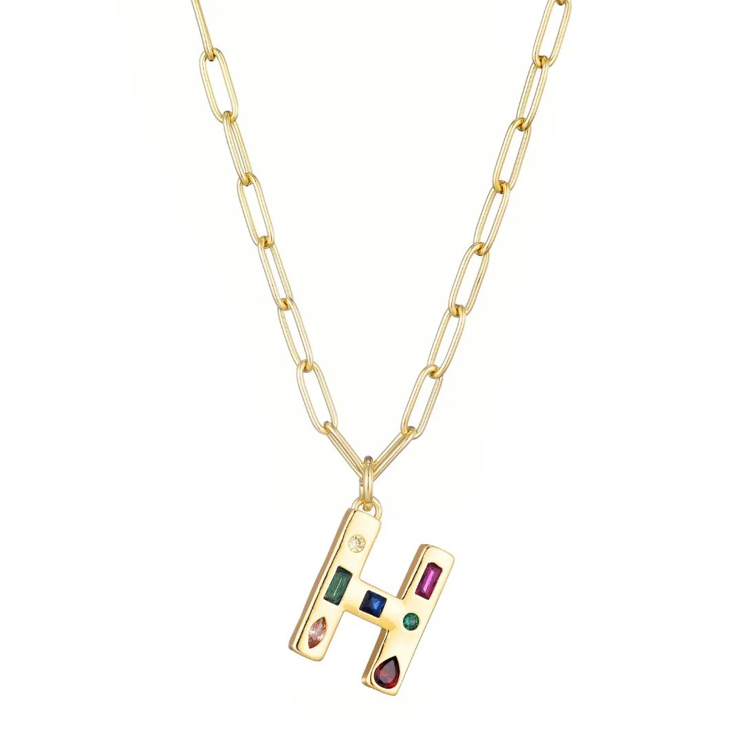 14k Gold Plated Funky Initial Paperclip Chain Necklace | Shop.app