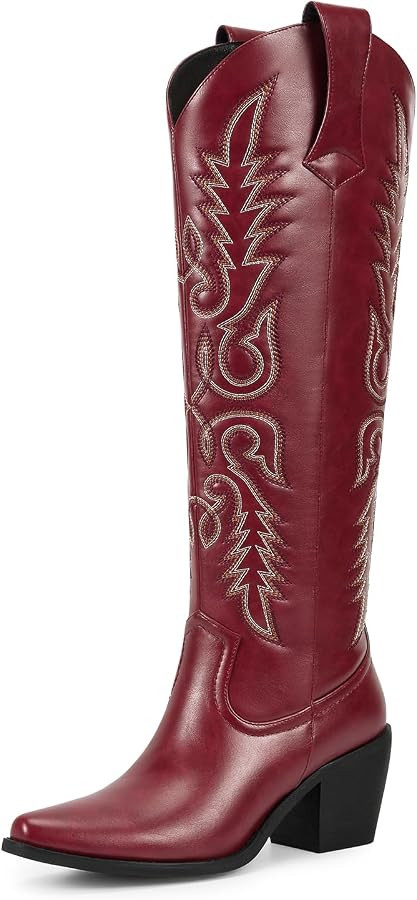 wetkiss Women's Pointed Toe Cowboy Boots | Amazon (US)