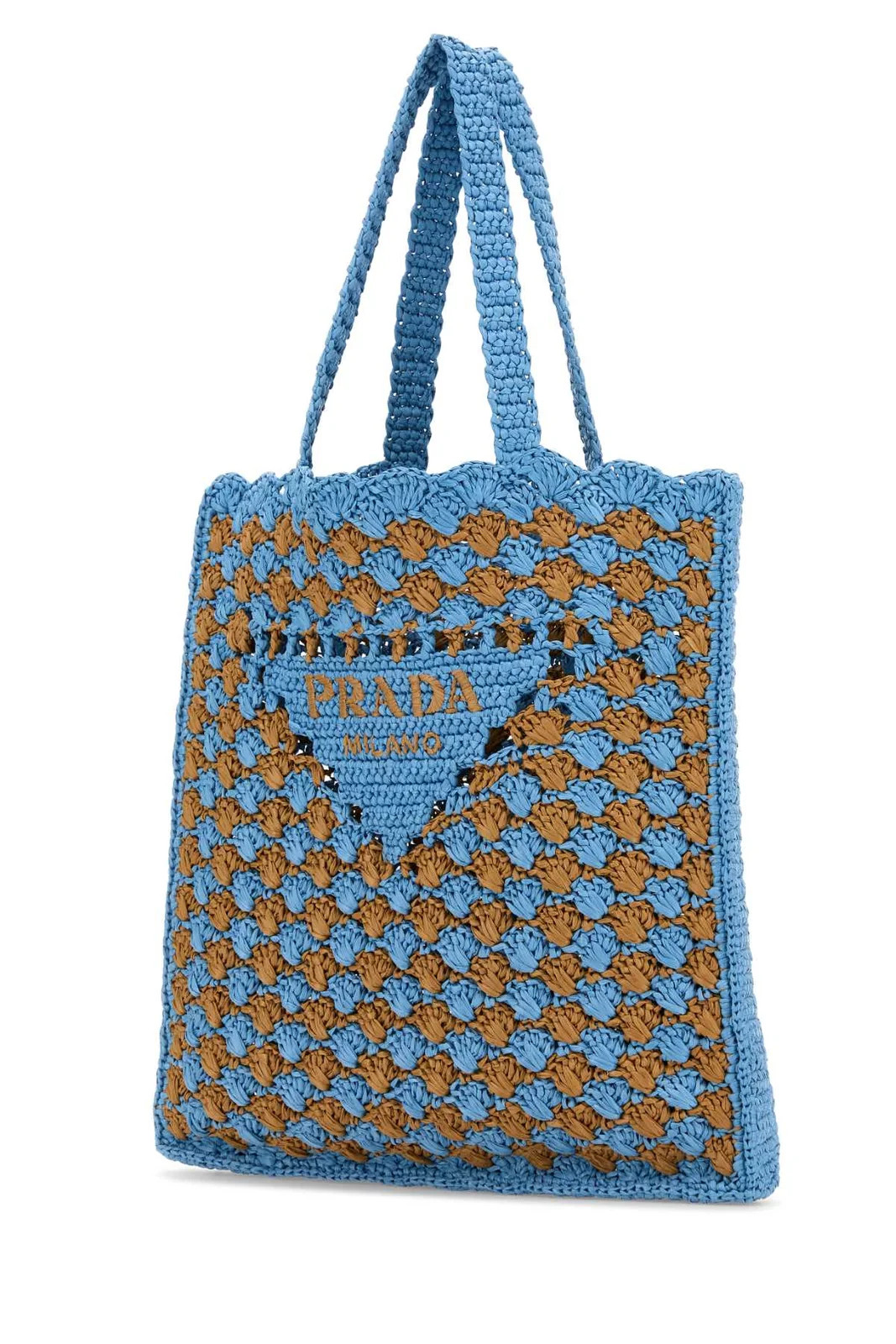 Prada Two-Toned Crochet Shopping Bag | Cettire Global