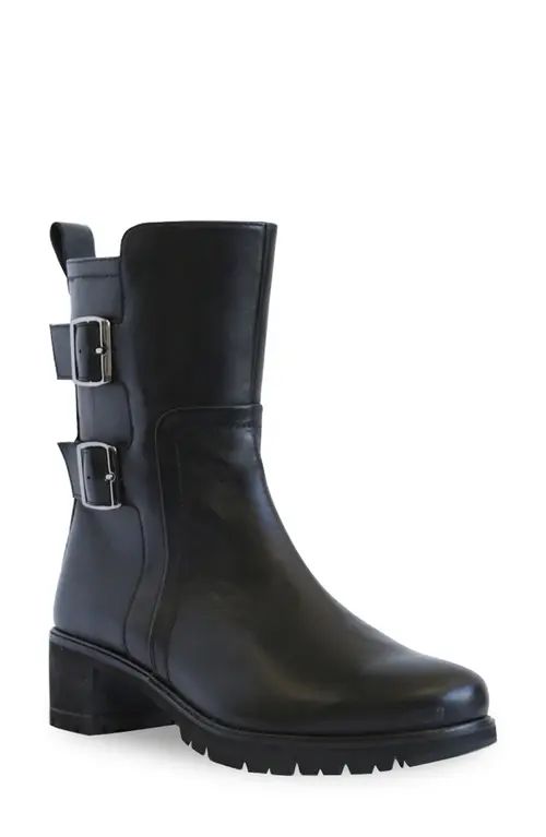 Munro Buckle Moto Boot in Black Milled Calf Leather at Nordstrom, Size 10.5 | Nordstrom