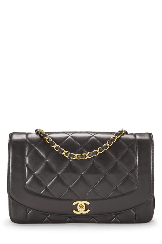 Black Quilted Lambskin Diana Flap Medium | What Goes Around Comes Around