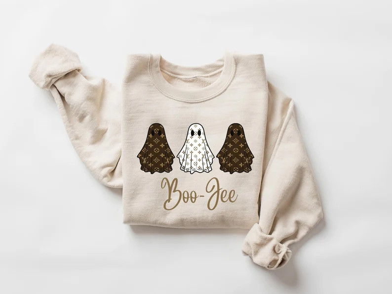 Ghost Boo Jee Sweatshirt, Halloween Ghost Sweater, Floral Ghost Shirt, Halloween Crewneck Sweater... | Etsy (US)