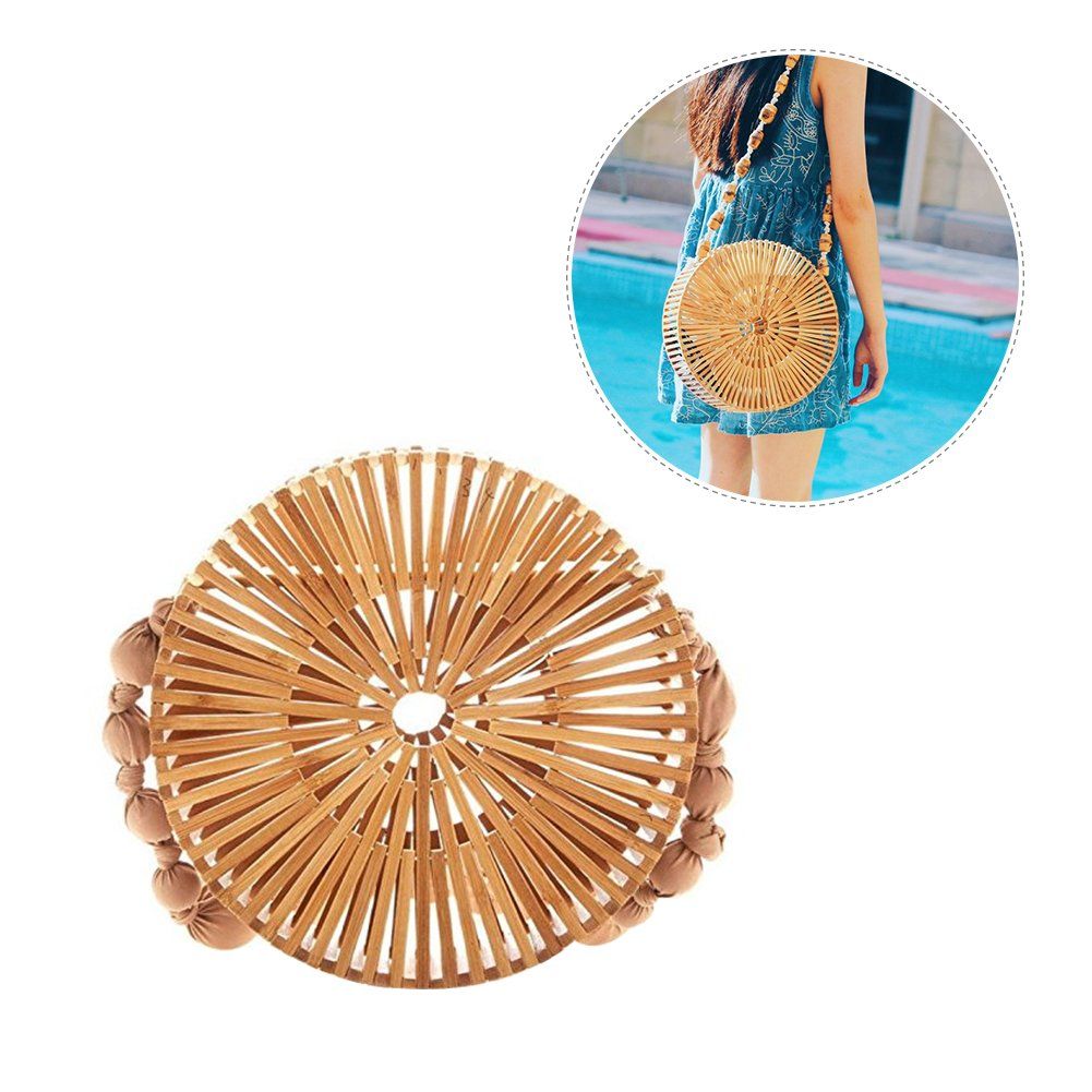Aneil Half-Moon Bamboo Handbags for Women Japanese Style Handmade Bamboo Purse Summer Beach Tote Bag | Amazon (US)