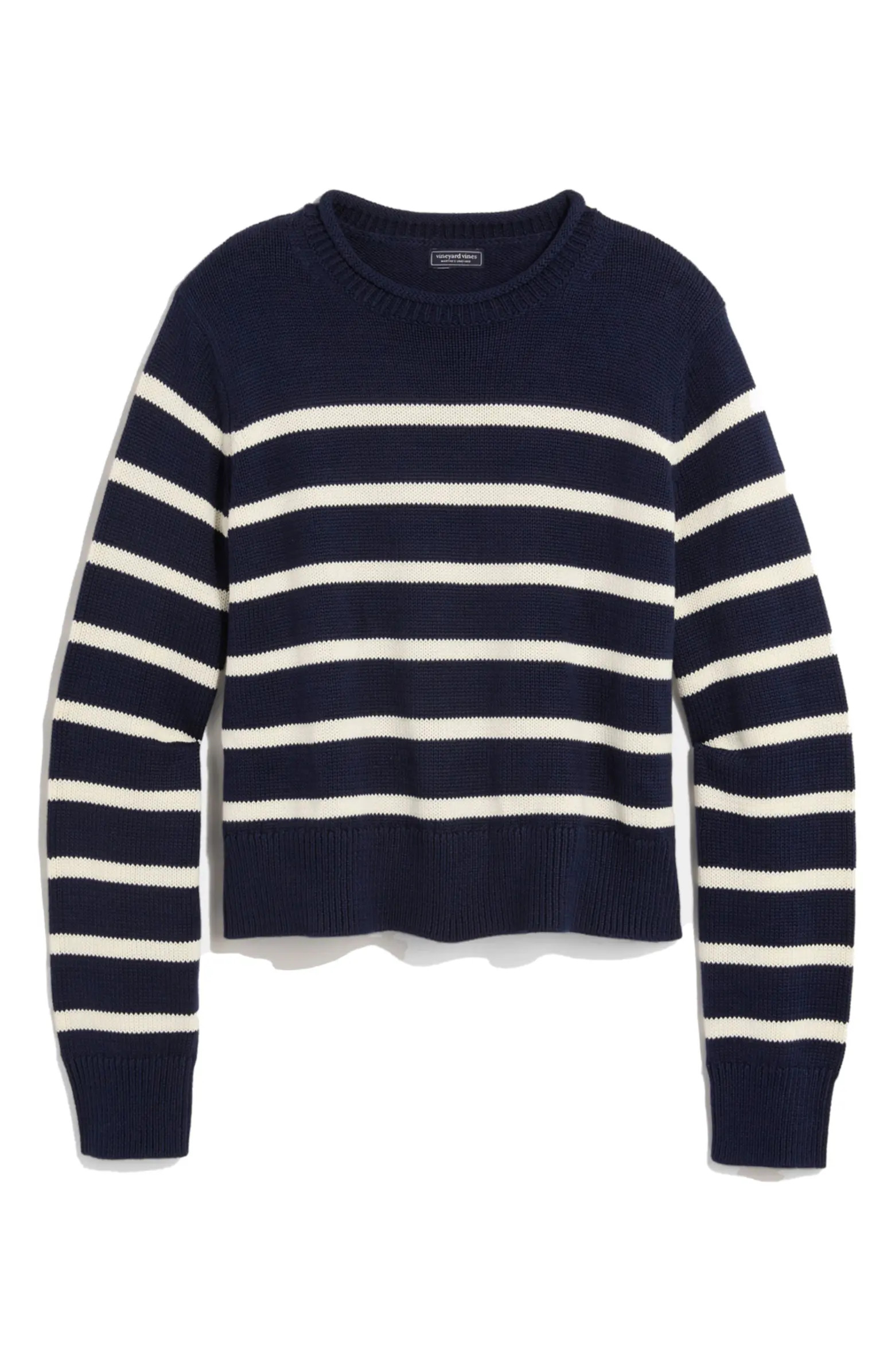 vineyard vines Stripe Roll Neck Cotton Sweater | Nordstrom | Nordstrom