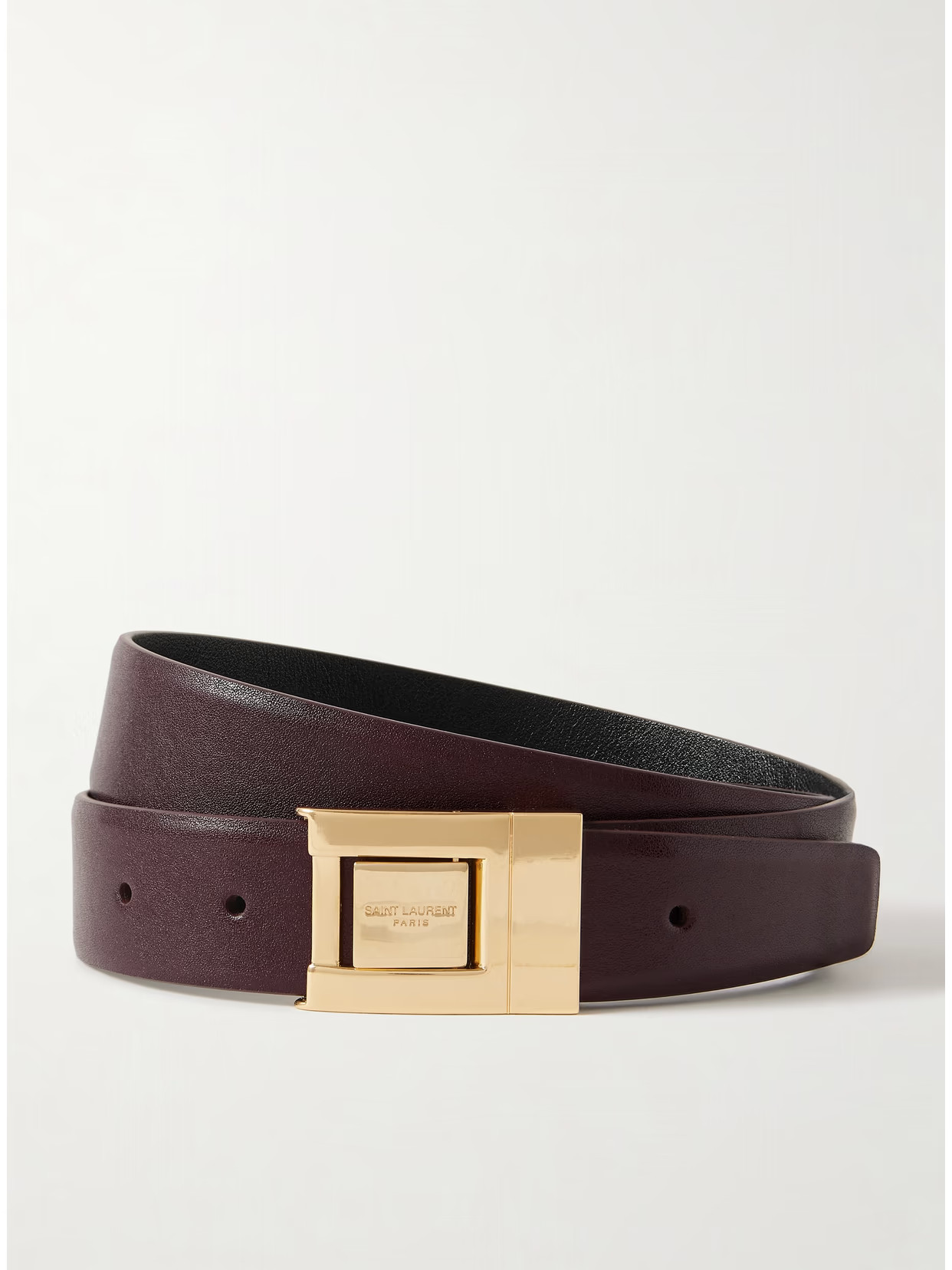 SAINT LAURENT - Textured-leather Belt - Purple | NET-A-PORTER (US)