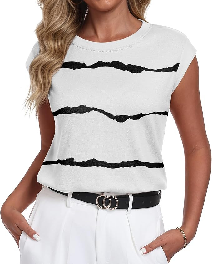 Lepunuo Cap Sleeve Tops for Women Summer Basic Tank Tops Casual Tee Shirts Trendy Cotton Shirts S... | Amazon (US)