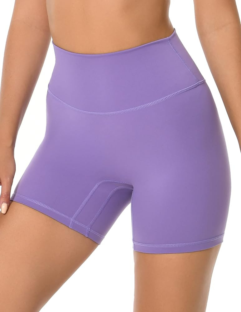 YUNOGA Women's High Waist Athletic Shorts 6" Inseam Yoga Shorts No Front Seam Workout Running Bik... | Amazon (US)
