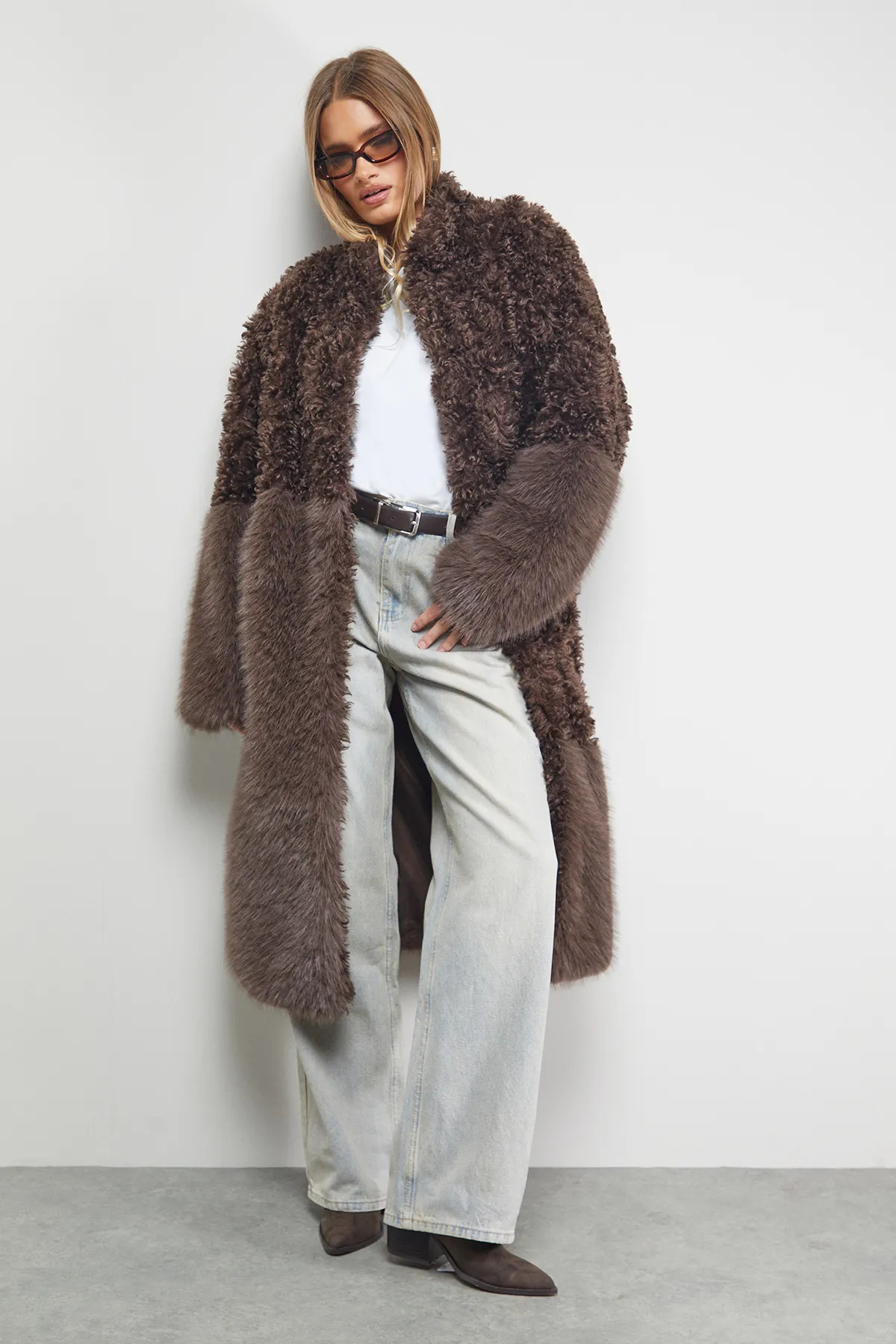 Jackets & Coats | Patchwork Fur Midi Coat | Warehouse | Debenhams UK