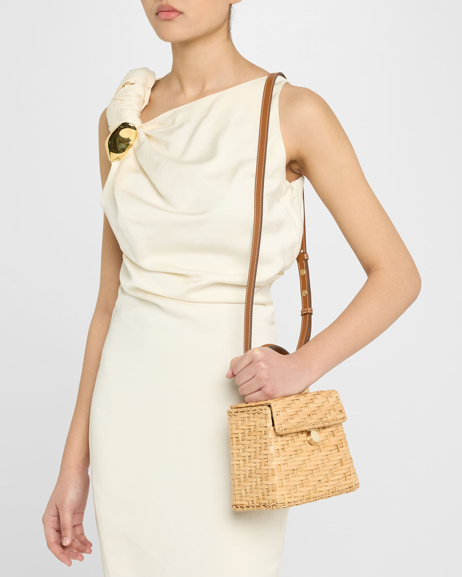 Sybil Flap Rattan Crossbody Bag | Neiman Marcus
