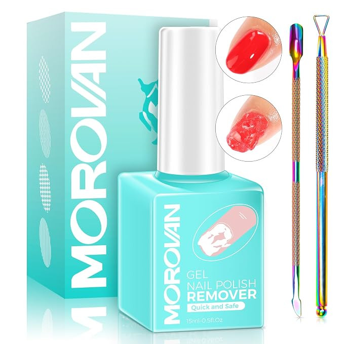 Morovan Gel Nail Polish Remover: Easy Remove Gel Polish Natural Formula Portable Kit with Cuticle... | Amazon (US)