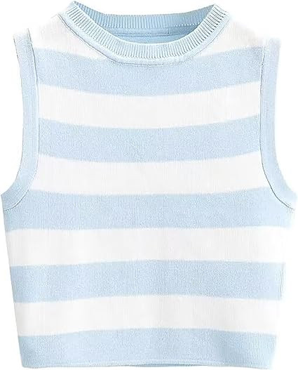 CORIRESHA Women's Fashion Crop Vest Crewneck Sleeveless Summer Basic Knitted Tank Top | Amazon (US)