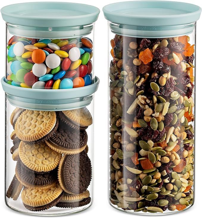 Godinger Food Storage Containers, Stackable Organization Canister Glass Jars - Mixed, Set of 3 | Amazon (US)