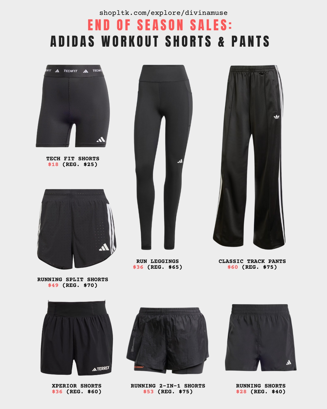 adidas sale: workout shorts and pants. I'm a jogger and I love my adidas running shorts. I have thick inner thighs so i prefer roomier jogging shorts, or the ones that is lined inside so it decreases the chance of bunching and running the crotch area. I also love my adidas leggings and wide leg track pants. Just essential to athleisure wear.  

 #LTKActive #LTKSaleAlert #LTKFindsUnder50