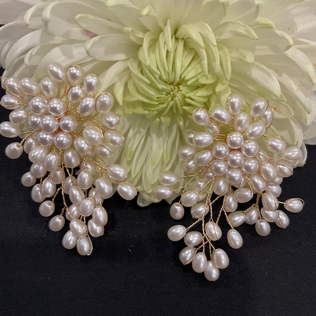 Pearl Earrings, Cluster Pearl Earrings, Bride Earrings, Bride Jewelry, Earrings Pearl Cluster, We... | Etsy (US)
