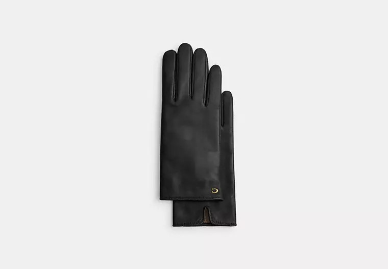 Sculpted Signature Leather Tech Gloves | Coach (CA)