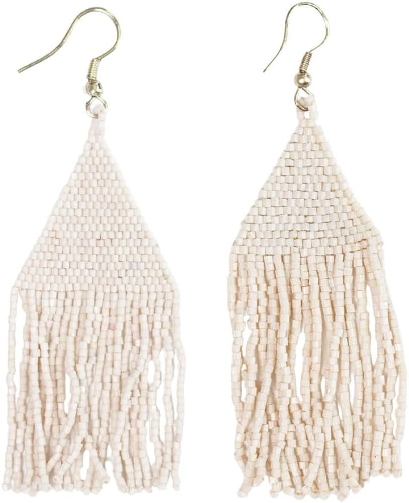 INK+ALLOY Beaded Earrings for Women Dangling, Lexie Medium Fringe Colorful Seed Bead Tassel Boho ... | Amazon (US)